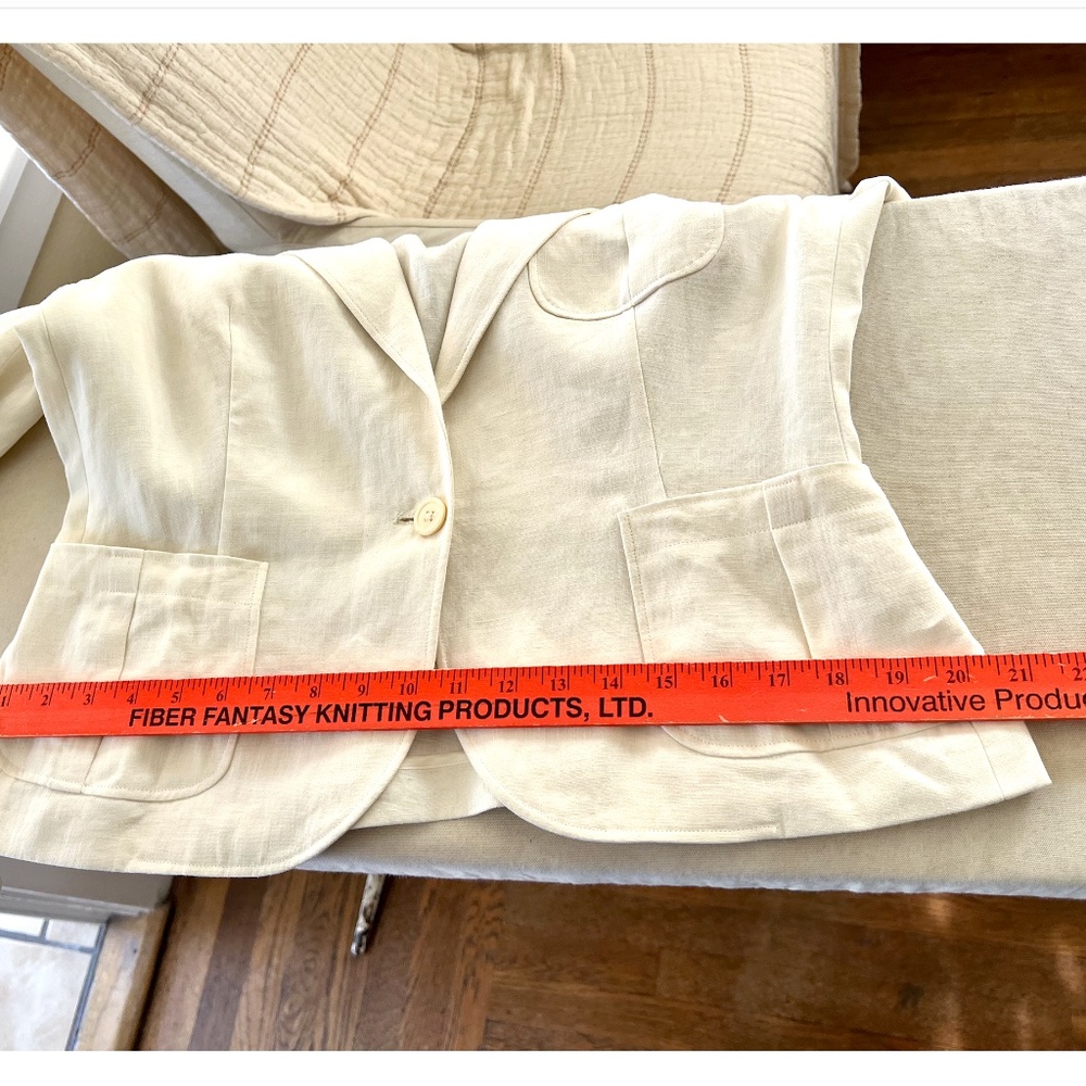 RALPH LAUREN BLUE LABEL Ivory Linen Single Button Blazer - Made In Italy - 12 - Picture 11 of 13